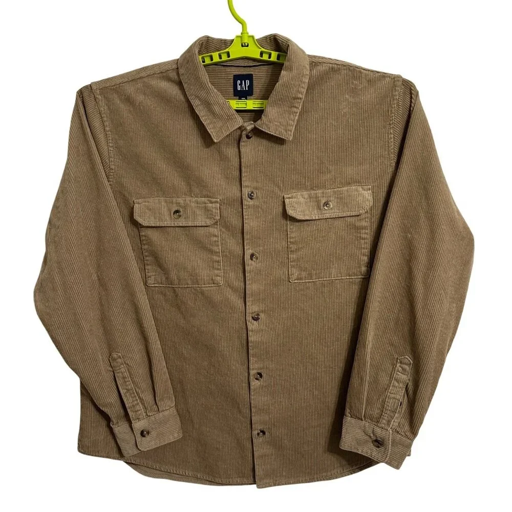 Gap Mens Corduroy Shirt Shacket Chinchilla Size XXL Preppy Academia 100% Cotton - Picture 1 of 8
